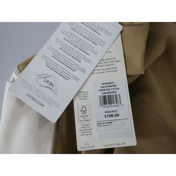 CALIA Women's Sculpt High Rise 7/8 Leggings – Brown & White Colorblock S - Picture 8 of 8